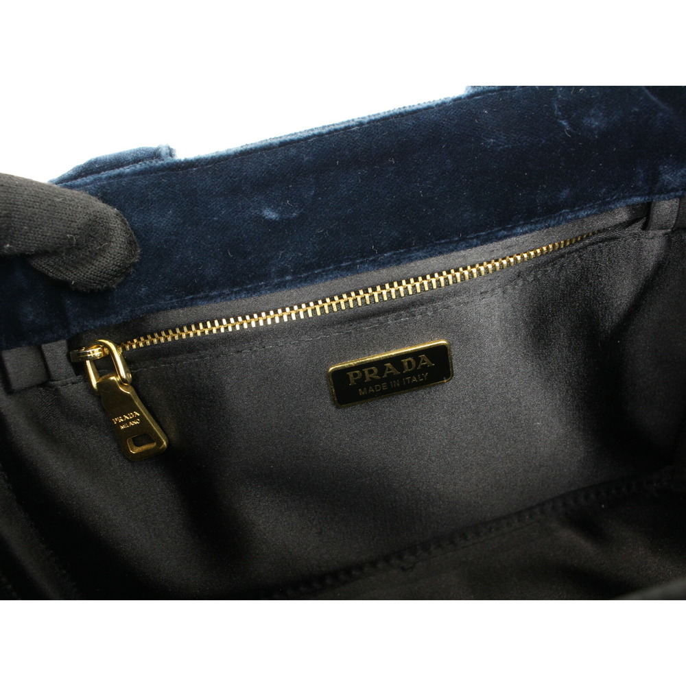 Prada Velvet Handbag Chain Shoulder Bag Hardware VELLUTO Bleu Blue Navy Blue - Picture 5 of 7